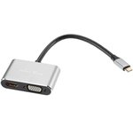 Кабель USB3.1 TypeCm - HDMI+USB3.0+PD+VGA Alum Grey 4K, Telecom  TUC055