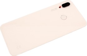 Фото 1/2 Задняя крышка аккумулятора для Huawei Nova 3e со стеклом камеры и сканером отпечатка пальца розовая Premium
