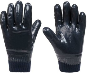 Перчатки утепленные от химикатовЧибисШНР хлопк с нитрильным покрыт синие размер11,XXL 1473856
