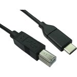 Cable, Male USB C to Male USB B Cable, 1m
