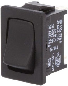 Фото 1/5 Rocker switch, black, 1 pole, (On)-On, Changeover switch, 4 (2) A/250 VAC, IP40, unlit, unprinted