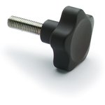 166262 Black Glass Fibre Reinforced Polyamide Knob, M6 x 16, Threaded Stud