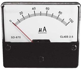 Головка измерительная Амперметр, размер 70x60 мм, 100мкА, марка SD670, точность 2.5