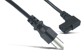 Фото 1/2 313006-01, Cable; 3x18AWG; IEC C13 female 90°,NEMA 5-15 (B) plug; PVC; 2m