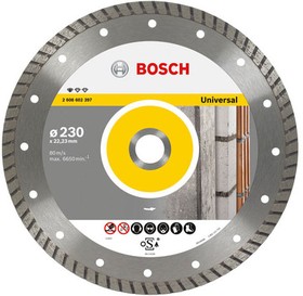 Фото 1/2 Алмазный диск универсальный Bosch Standard for Universal Turbo (2608602397) d=230мм d(посад.)=22.23мм (угловые шлифмашины)