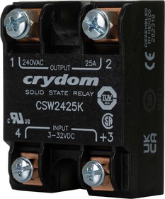 Фото 1/5 CSW2425K, CSW Series Solid State Relay, 25 A Load, Panel Mount, 280 V ac Load, 32 V dc Control