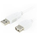 BQC-USB2AAF/2, Кабель, USB 2.0, гнездо USB A, вилка USB A, 2м, светло-серый