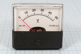 Фото 1/3 Головка измерительная Вольтметр, размер 59x53 мм, 50В, марка MU45, точность 2.5