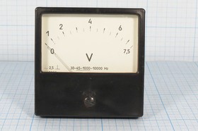 Фото 1/3 Головка измерительная Вольтметр, размер 80x80 мм, 7.5В, марка М42300, точность 2.5