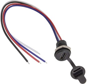 TYPE-C-4pin, Разъём розетка TYPE-C, кабель 155 мм, 4 контакта с клеммной колодкой, 5А, 5В, черный – купить оптом и в розницу
