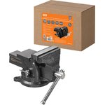 SQ1026-0131, Тиски слесарные, поворотные, c наковальней, 100 мм, "Рубин" ...