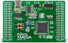 Фото 1/3 mikroXMEGA Board, Отладочная плата на базе ATxmega128A1