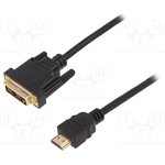 AK-330300-050-S, Cable; HDMI 1.4; DVI-D (18+1) plug,HDMI plug; 5m; black; 30AWG