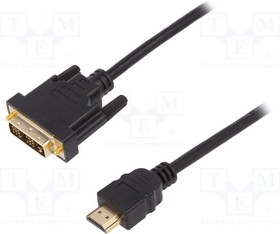 AK-330300-050-S, Cable; HDMI 1.4; DVI-D (18+1) plug,HDMI plug; 5m; black; 30AWG