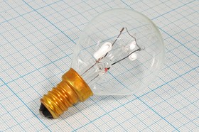 Фото 1/2 Лампа накаливания, 220 В, цоколь E14, мощность 40 Вт, 25x56 мм, для духовых шкафов, 40D1/CL/E14 OVEN 230V 300°C, 320 лм