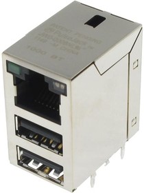 Фото 1/2 JW0-0006NL, USB Connectors USB/RJ45 COMBO GIGAB