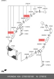 278515E100, Патрубок интеркулера 27851-5E100 Hyundai HD78 D4DD ORIG 27851-5E100