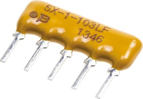 Фото 1/2 4605X-101-223LF, 4600X 22kΩ ±2% Bussed Resistor Array, 4 Resistors, 0.63W total, SIP, Through Hole