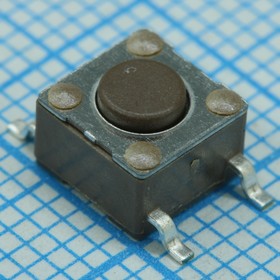 1571527-2, Кнопка тактильная миниатюрная OFF (ON) SPST 0.05А 24В 0.98Н SMD лента на катушке, круглый толкатель