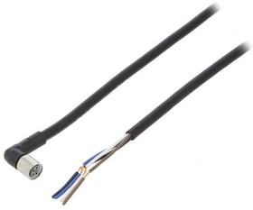 Фото 1/4 XS3F-M8PVC4A5M, Соединительный кабель, M8, PIN 4, угловой, Дл.кабеля 5м, вилка, 1А