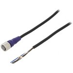 XS2F-LM12PVC4S5M, Straight Female 4 way M12 to Unterminated Sensor Actuator Cable, 5m