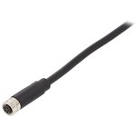 Sensor actuator cable, M8-cable socket, straight to open end, 5 pole, 1 m, PVC ...
