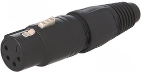 Фото 1/2 NC4FX-B, X Series - 4 pole female cable connector with black metal housing and gold contacts. The "industry standard" XL ...