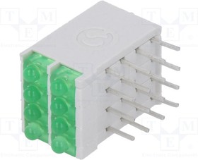 DBI04322, LED; в корпусе; зеленый; 1,8мм; Кол-во диод:8; 10мА; 38°; 2,1В