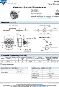 RT025AS2200KB, Реостат, с проволочной обмоткой, 220 Ом, 25 Вт, Серия RT ...