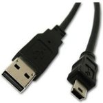 CCP-USB2-AM5P-6, Кабель; USB 2.0; вилка USB A,вилка mini USB B; позолота; 1,8м