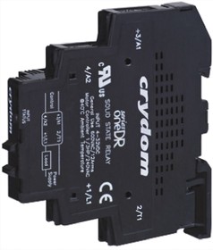 Фото 1/3 DR24A12, Sensata Crydom Solid State Interface Relay, 265 V rms Control, 12 A rms Load, DIN Rail Mount