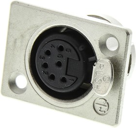 Фото 1/3 NC6FP1, Panel Mount XLR Connector, Female, 50 V, 6 Way, Silver over Nickel Plating