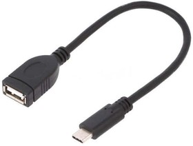 Фото 1/2 55470, Кабель USB 2.0,USB 3.1 гнездо USB A,вилка USB C черный 0,2м