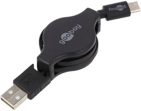 Фото 1/2 45743, Кабель, USB 2.0, вилка USB A, вилка USB C, 1м, черный