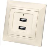 SQ1815-0141, Socket 2USB port 2.1A 5V sl. bone "Lama" TDM Electric