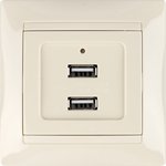 SQ1815-0141, Socket 2USB port 2.1A 5V sl. bone "Lama" TDM Electric