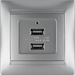 SQ1815-0241, Socket 2USB port 2.1A 5V metallic "Lama" TDM Electric