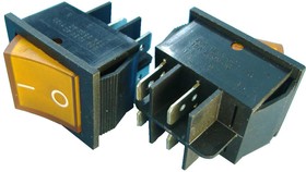 IRS-201-6C3D (желтый), Переключатель с подсветкой (авто) ON-OFF (12VDC) DPST 4P