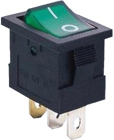 MIRS-101-2C3/D, Переключатель зеленый с подсветкой (авто) ON-OFF (12VDC) SPST 3P