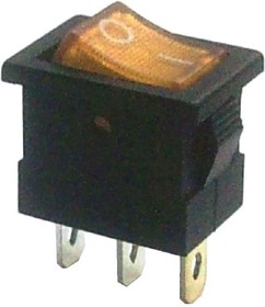 MIRS-101A-2C3 (желтый), Переключатель с подсветкой ON-OFF (10A 125VAC, 6.5A 250VAC, 15A 12VDC) SPST 3P