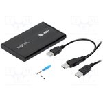 UA0041B, Корпус для дисков 2,5", USB 2.0, PnP и hot-plug, черный