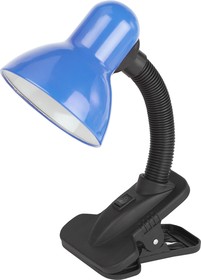 Фото 1/4 Настольный светильник ЭРА N-212-E27-40W-BU на прищепке синий Б0035060