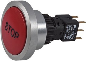 A9PFB1Y2GSP5, Apem Push Button Switch, Momentary, Panel Mount, 30mm Cutout, DPDT, IP65
