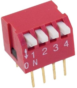 DS1040-04RT, DIP переключатель 4pin угловой красный