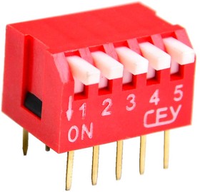 DS1040-05RT, DIP переключатель 5pin угловой красный