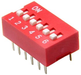 DS1040-06RN, DIP переключатель 6pin красный