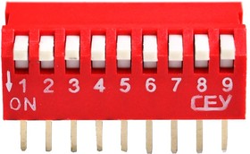 DS1040-09RT, DIP переключатель 9pin угловой красный