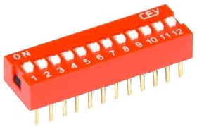 DS1040-12RN, DIP переключатель 12pin красный