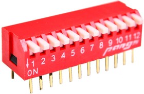 DS1040-12RT, DIP переключатель 12pin угловой красный