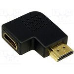 AH0008, Адаптер, гнездо HDMI,вилка HDMI 90°, Цвет: черный